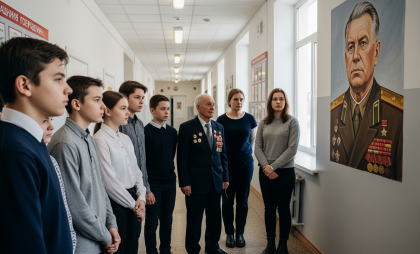 Школьники открыли мурал Маршала Победы Жукова в рамках патриотического проекта